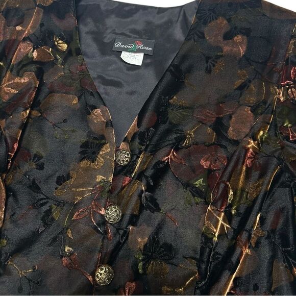 80’s 90’s Vintage David Rose Velvet Floral Blazer & Skirt Set Approx. Size 18 20 - Picture 5 of 14